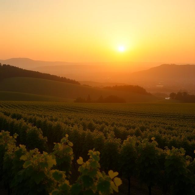 Vignobles bordelais au coucher du soleil